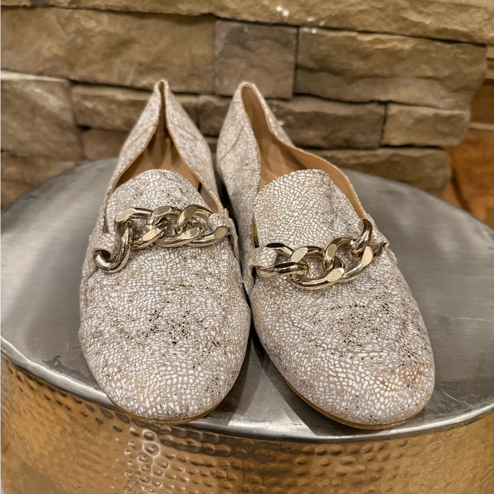 Donald J. Pliner Metallic Chain Loafers size 9
